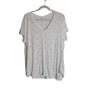 C&C California Flamingo Print Linen T-Shirt